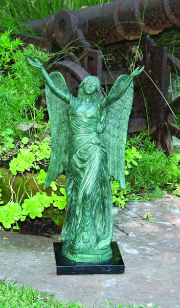 Celestine Angel Bronze Statue Mounted on Marble Base